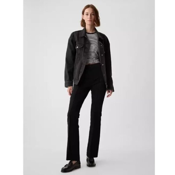 GAP Pants - GAP High Rise Flare Pintuck Pleated Pants Black Stretch 6 PETITE NWT RT$80